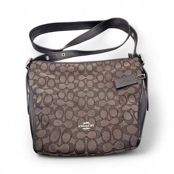 Coach Signature Small Duffette Dark Grey Canvas Handbag Purse – Silver Hardware - Picture 9 of 9